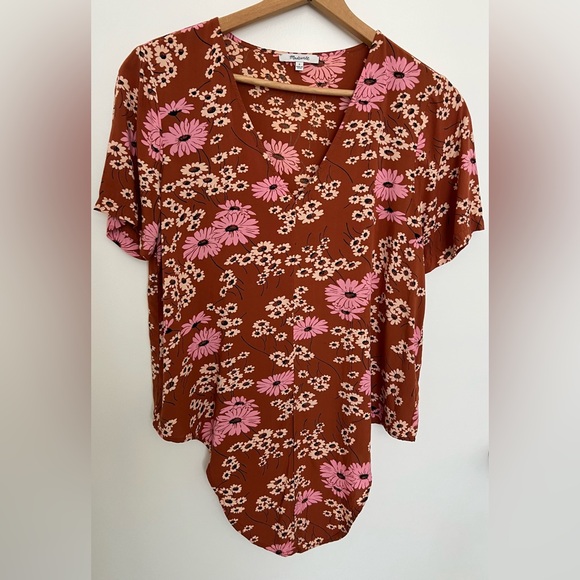 Madewell Novel Tie-Front Top in Hillside Daisies Multi Daisies Burnt Clay Size:S - Picture 4 of 15